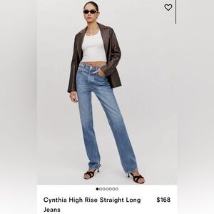 REFORMATION CYNTHIA HIGH RISE STRAIGHT LONG JEANS